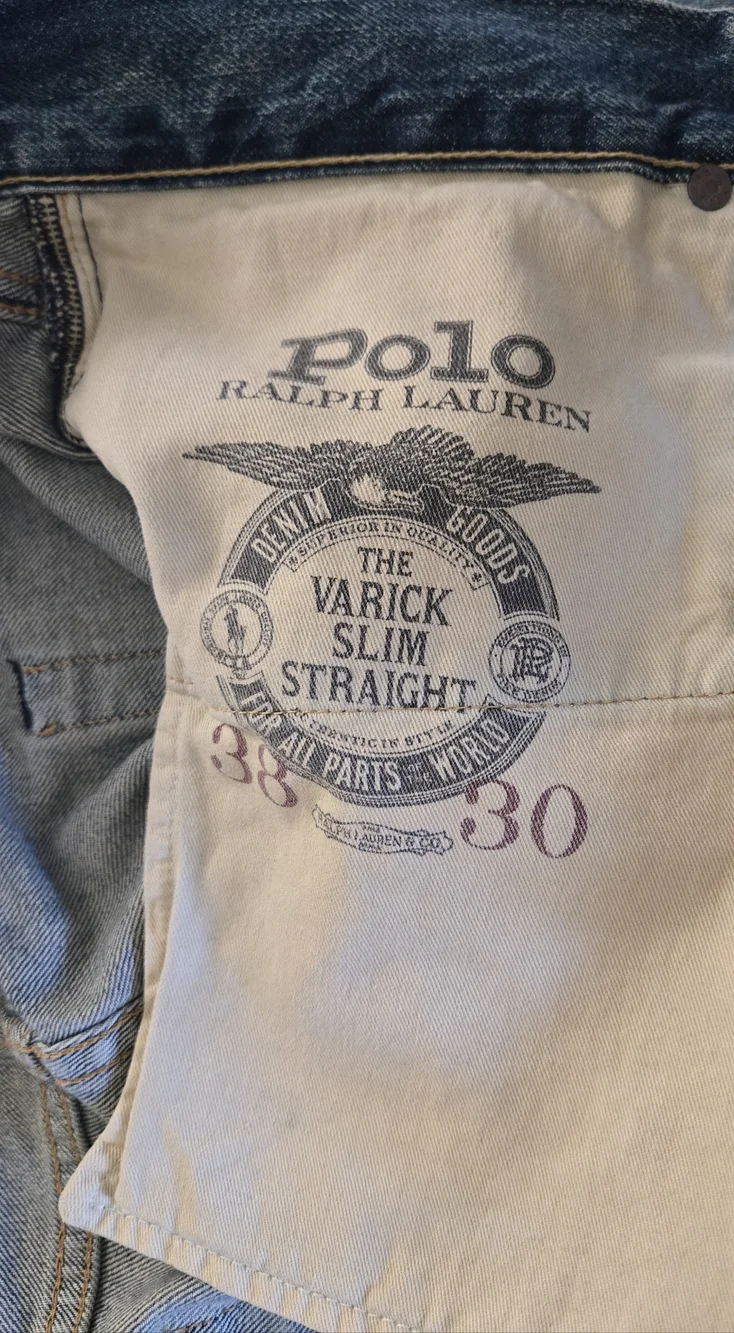 Ralph Lauren Light Blue Straight Jeans with Embroidered Patches - Picture 2 of 4
